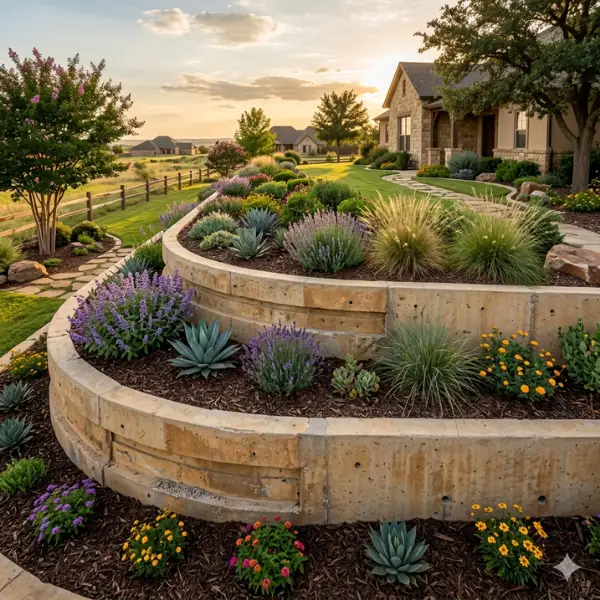 Multi level concrete retaining walls reasidential Amarillo TX