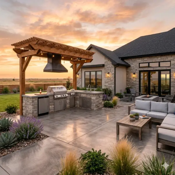 Outdoor Kitchen Custom Concrete Patio in Amarillo TX