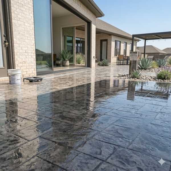 Stamped concrete patio Installation